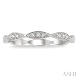 1/10 Ctw Marquise Lattice Round Cut Diamond Stackable Band in 14K White Gold