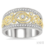 1/2 Ctw Round Cut Diamond Fashion Band in 14K White and Yellow Gold