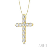 1/2 Ctw Round Cut Diamond Cross Pendant in 14K Yellow Gold with Chain
