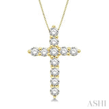 1/4 Ctw Round Cut Diamond Cross Pendant in 14K Yellow Gold with Chain