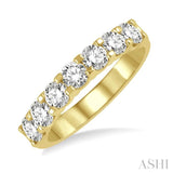 1 Ctw 7 Stone Round Cut Diamond Wedding Band in 14K Yellow Gold