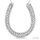 1/10 Ctw Round Cut Diamond Horseshoe Pendant in Sterling Silver with Chain