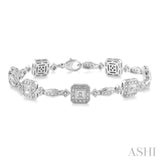 1/6 Ctw Square Shape Single Cut Diamond Bracelet in Sterling Silver