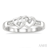 1/10 Ctw Round Cut Diamond Twin Heart Ring in Sterling Silver