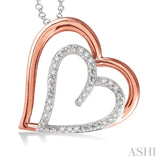 1/20 Ctw Round Cut Diamond Heart Pendant in Sterling Silver with Chain