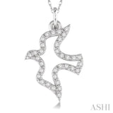 1/6 Ctw Round Cut Diamond Dove Petite Pendant in 14K White Gold with Chain