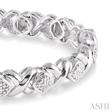 1/10 Ctw 'X' and SQ Round Cut Diamond Bracelet in Sterling Silver