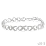 1/10 Ctw Round Cut Diamond Swirl bracelet in Sterling Silver