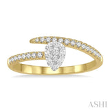 1/4 Ctw Open-End Pear Mount Lovebright Round Cut Diamond Ladies Ring in 14K Yellow and White Gold