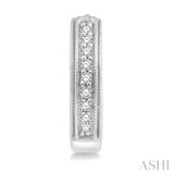 1/10 Ctw Scooped Center Round Cut Diamond Huggie Petite Earrings in 10K White Gold