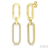 1/6 Ctw Round Cut Diamond Paperclip Earrings in 14K Yellow Gold