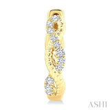 1/10 Ctw Split & Twisted Rope and Round Cut Diamond Huggie Petite Earrings in 10K Yellow Gold