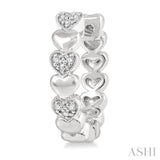 1/20 Ctw Mini Hearts Round Cut Diamond Hoop Earrings in Sterling Silver