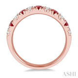 2.6 MM Ruby and 3/8 Ctw Round Cut Diamond Precious Wedding Band in 14K rose Gold