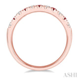 2.3 MM Ruby and 1/4 Ctw Round Cut Diamond Precious Wedding Band in 14K rose Gold