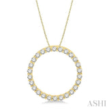 3/4 Ctw Circle of Love Round Cut Diamond Pendant With Chain in 14K Yellow Gold