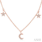 Star & Moon Diamond Station Necklace