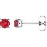 14K White Gold 4 mm Lab-Grown Ruby Earrings