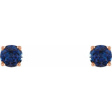 14K Rose Gold 4 mm Lab-Grown Blue Sapphire Earrings