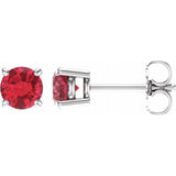 14K White Gold 5 mm Lab-Grown Ruby Earrings
