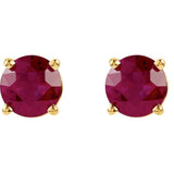 14K Yellow Gold 5 mm Lab-Grown Ruby Earrings