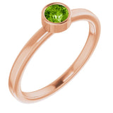 14K Rose 4 mm Natural Peridot Ring