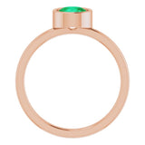 14K Rose 6 mm Lab-Grown Emerald Ring