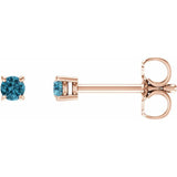 14K Rose Gold 2.5 mm Natural Blue Zircon Earrings