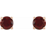 14K Rose Gold 4 mm Natural Mozambique Garnet Earrings