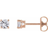 14K Rose Gold 4 mm Natural White Sapphire Earrings