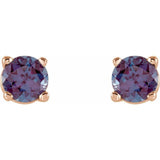 14K Rose Gold 4 mm Lab-Grown Alexandrite Earrings