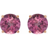 14K Rose Gold 4 mm Natural Pink Tourmaline Earrings
