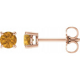 14K Rose Gold 4 mm Natural Citrine Earrings