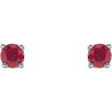 14K White Gold 2.5 mm Lab-Grown Ruby Earrings