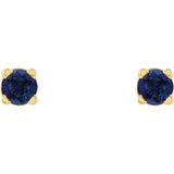 14K Yellow Gold 2.5 mm Lab-Grown Blue Sapphire Earrings