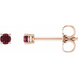 14K Rose Gold 2.5 mm Natural Mozambique Garnet Earrings