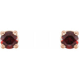 14K Rose Gold 2.5 mm Natural Mozambique Garnet Earrings