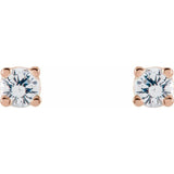 14K Rose Gold 2.5 mm Natural White Sapphire Earrings