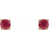 14K Rose Gold 2.5 mm Lab-Grown Ruby Earrings
