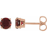 14K Rose Gold 5 mm Natural Mozambique Garnet Earrings