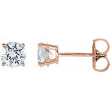 14K Rose Gold 5 mm Natural White Sapphire Earrings