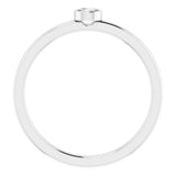 14K White 3 mm Natural White Sapphire Ring