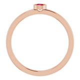 14K Rose 3 mm Lab-Grown Ruby Ring