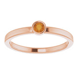 14K Rose 3 mm Natural Citrine Ring