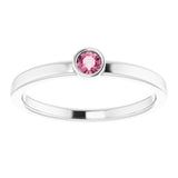 Platinum 3 mm Natural Pink Tourmaline Ring