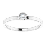 Rhodium-Plated Sterling Silver 3 mm Natural White Sapphire Ring