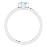 14K White 4.5 mm Natural Aquamarine Ring