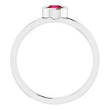 Rhodium-Plated Sterling Silver 4.5 mm Natural Ruby Ring