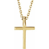 14K Yellow Natural Mozambique Garnet Petite Cross 16" Necklace
