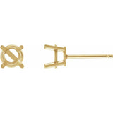 14K Yellow 3 mm Natural Green Tourmaline Stud Earrings